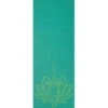 Gaiam Reversible Turquoise Lotus Printed Yoga Mat 68" 6mm Extra Thick