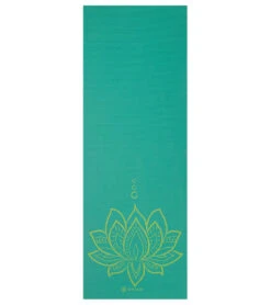Gaiam Reversible Turquoise Lotus Printed Yoga Mat 68" 6mm Extra Thick
