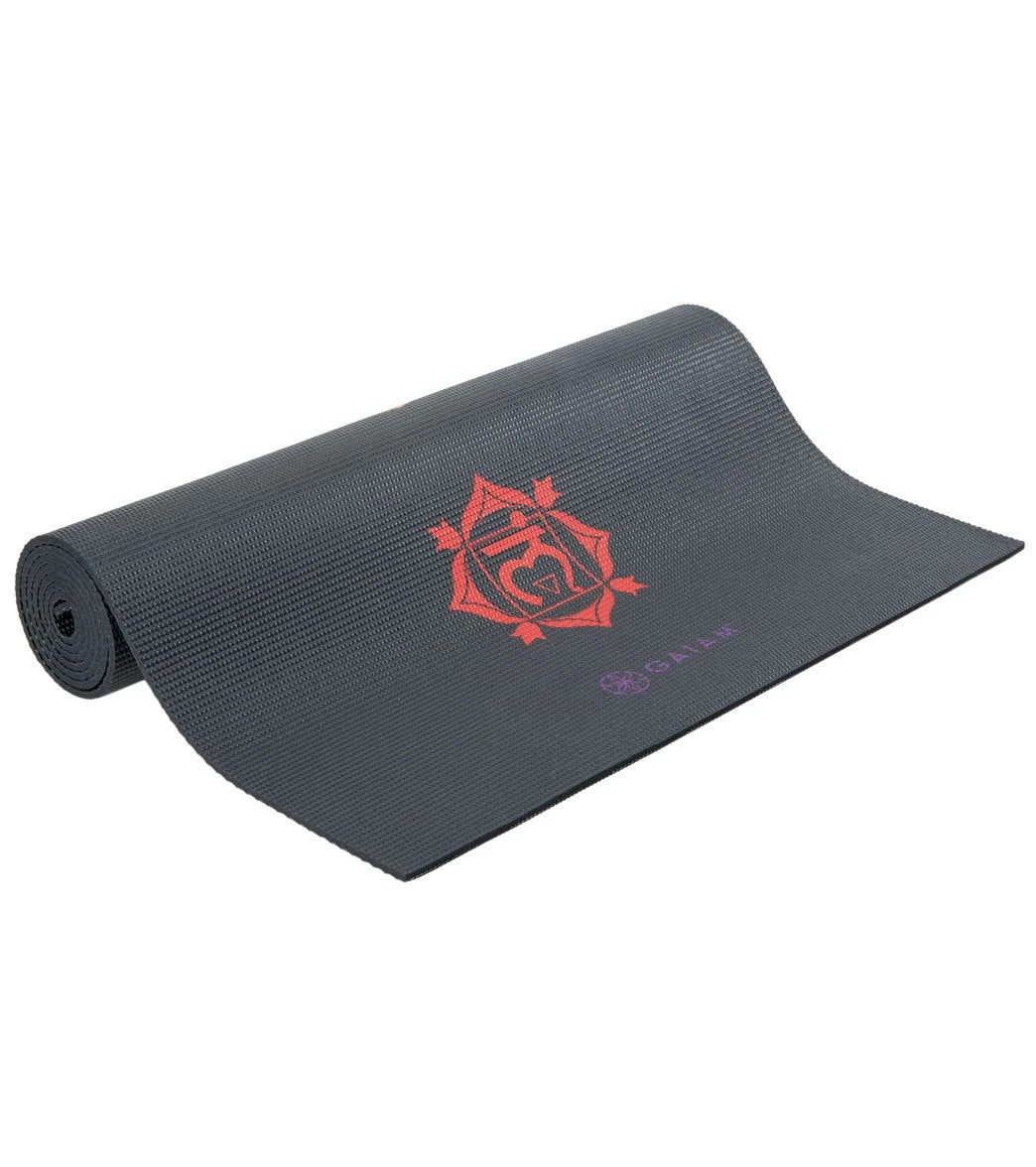 Gaiam Black Chakra Printed Yoga Mat 68" 6mm 2 Gaiam Black Chakra Printed Yoga Mat 68" 6mm - Image 2
