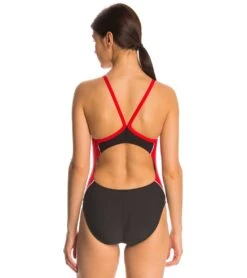 Lifeguard Color Block V-2 Back One Piece Swimsuit -Swimline Store 5669969330344 blackredwhite 3a