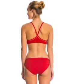 Lifeguard Thin Strap Piped Two Piece Bikini Swimsuit Set -Swimline Store 5670011535528 red 3a