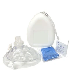 Ambu CPR Mask With O2 Inlet, Headstrap, Gloves, And Wipes, Blank No Logo
