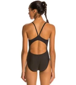 Female Lifeguard Logo V-2 Back One Piece Swimsuit -Swimline Store 5672690876584 black 3a