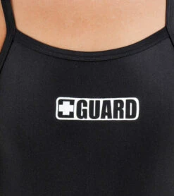 Female Lifeguard Logo V-2 Back One Piece Swimsuit -Swimline Store 5672690876584 black 5a