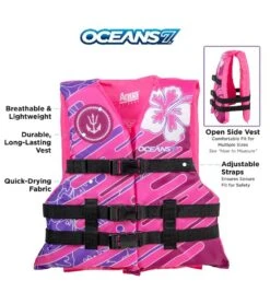 Kids' USCGA 3 Buckle Personal Flotation Device (50-90 Lbs.) -Swimline Store 5677746651304 pink 3a