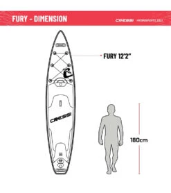CRESSI Set Isup Fury Touring Dc 12’2’' Rosso Inflatable SUP -Swimline Store 6856350761128 redwhite 8a