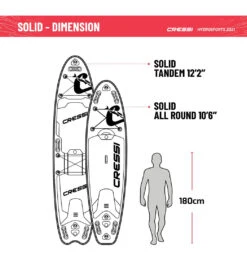 CRESSI Solid Tandem Dc 12'2'' Inflatable SUP -Swimline Store 6856351613096 grey 8a