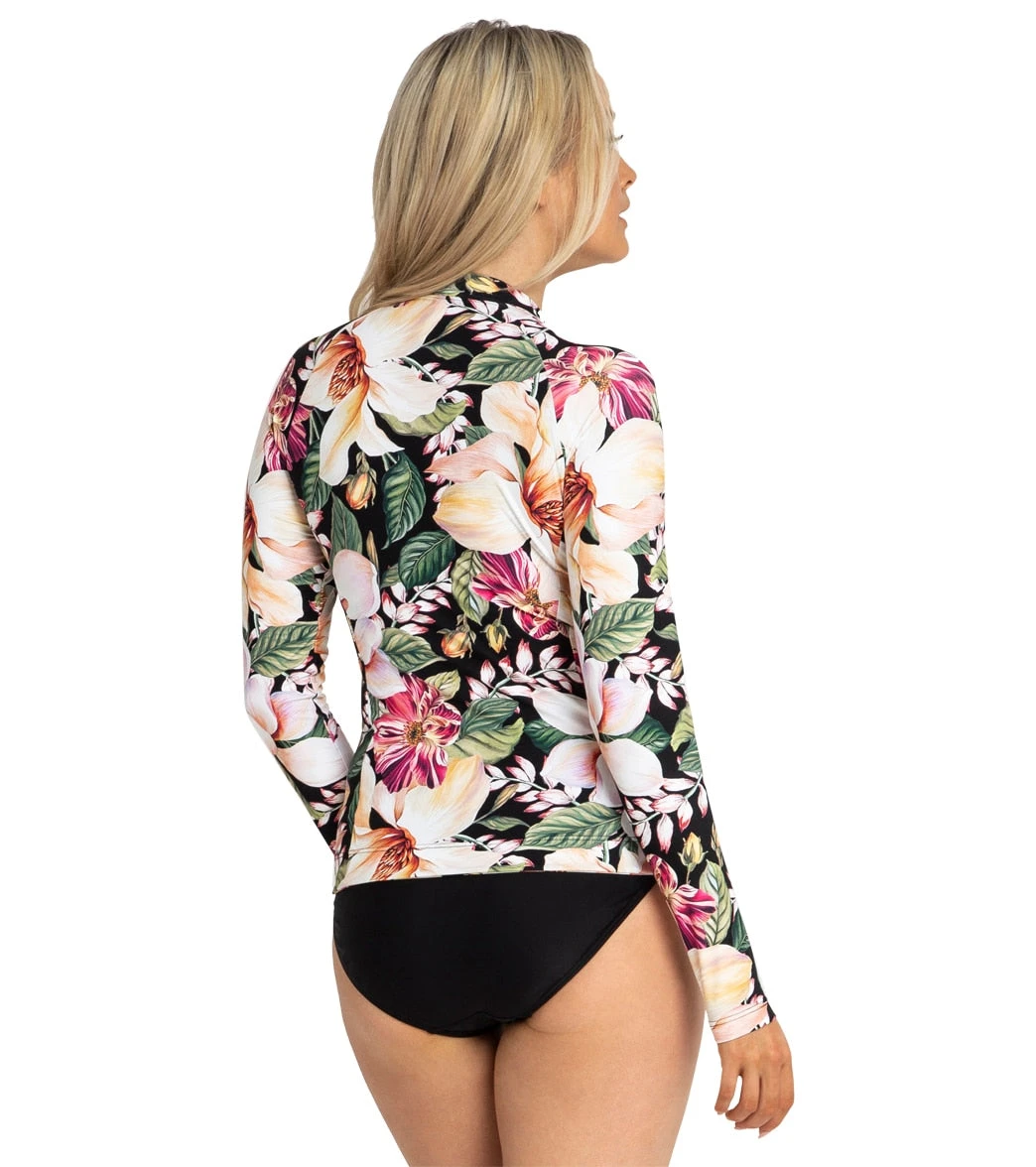 Women's Magnolia Long Sleeve Front Zip Rash Guard 2 Women's Magnolia Long Sleeve Front Zip Rash Guard - Image 2