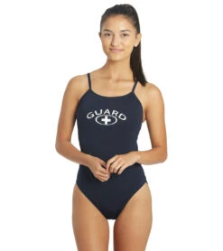 Women's Open V Back Lifeguard One Piece Swimsuit