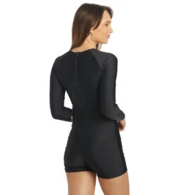 Women's Swami's Long Sleeve One Piece Swimsuit -Swimline Store 7178090479784 black 3a
