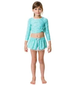 Girls' Spearmint Spot LS Wrap Crop Bikini Top (Little Kid, Big Kid) -Swimline Store 7217019060392 mint 3a
