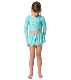 Girls' Spearmint Spot LS Wrap Crop Bikini Top (Little Kid, Big Kid) -Swimline Store 7217019060392 mint 4a
