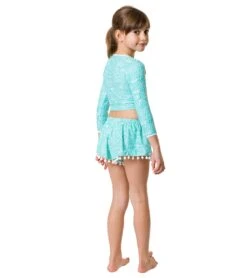 Girls' Spearmint Spot LS Wrap Crop Bikini Top (Little Kid, Big Kid) -Swimline Store 7217019060392 mint 5a