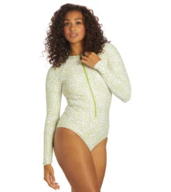 Sporti X Stef Corgel Manhattan Beach Cheetah Zip Front Long-Sleeve One Piece Swimsuit -Swimline Store 7360964001960 junglegreen 5a