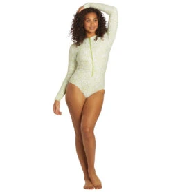 Sporti X Stef Corgel Manhattan Beach Cheetah Zip Front Long-Sleeve One Piece Swimsuit -Swimline Store 7360964001960 junglegreen 7a