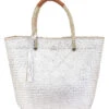 Silver Metallic Straw Shoulder Tote