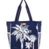 Navy / White Palm Tree Shoulder Tote