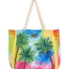 Multi Color Palm Tree Shoulder Tote