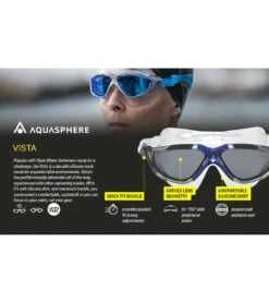 AQUASPHERE Vista Swim Mask Smoke 12 AQUASPHERE Vista Swim Mask Smoke -Swimline Store 7473588207784 smokelenswhitewithraspberrystrap 6a