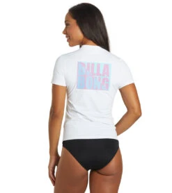 Billabong Women's Core Loose Fit Short Sleeve UPF 50 Surf Shirt -Swimline Store 7490772500648 white 3a